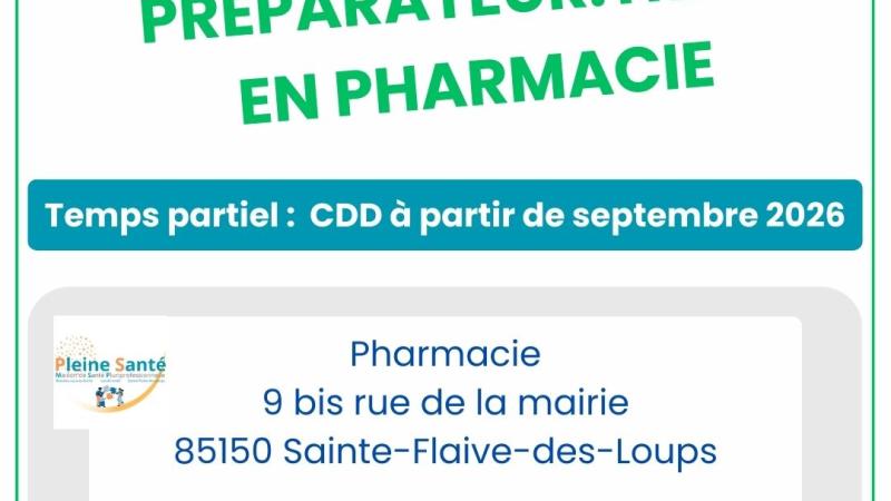 Recherche remplacement préparateur.trice pharmacie 