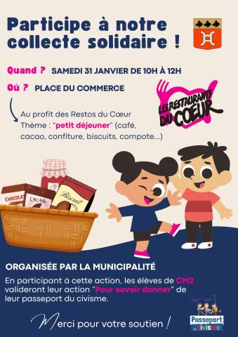 Collecte solidaire Restos du Coeur 